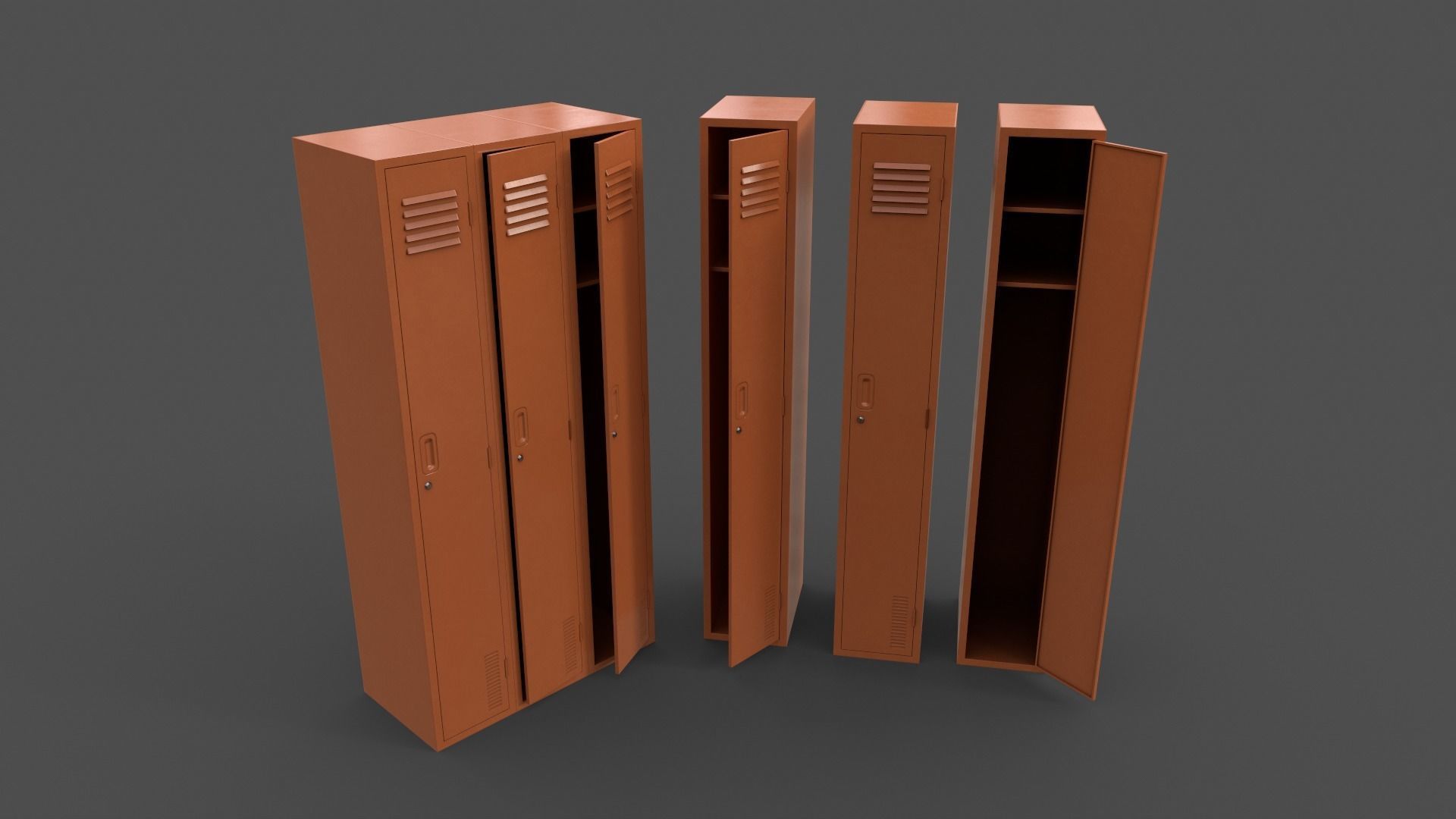 PBR School Gym Locker 03 - Multi color Pack 3D Model Collection_10