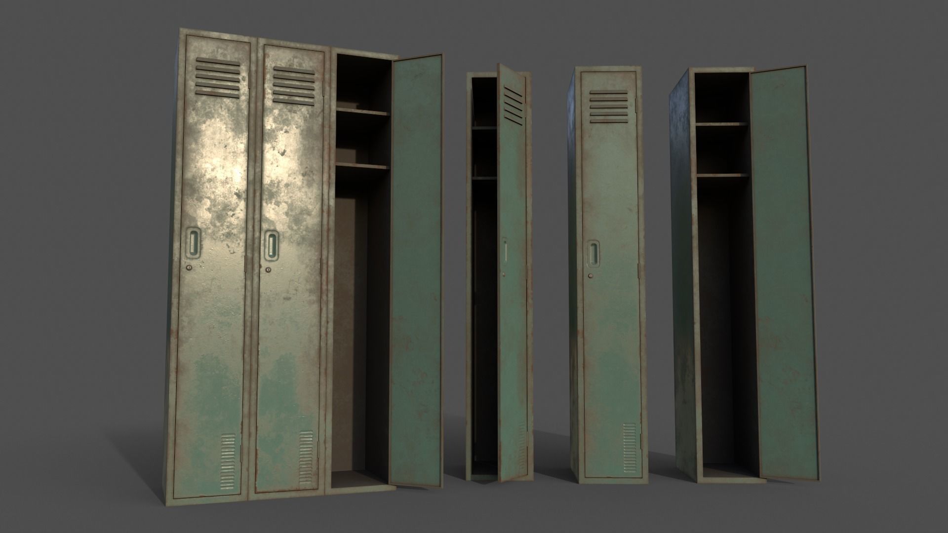 PBR School Gym Locker 03 - Multi color Pack 3D Model Collection_36