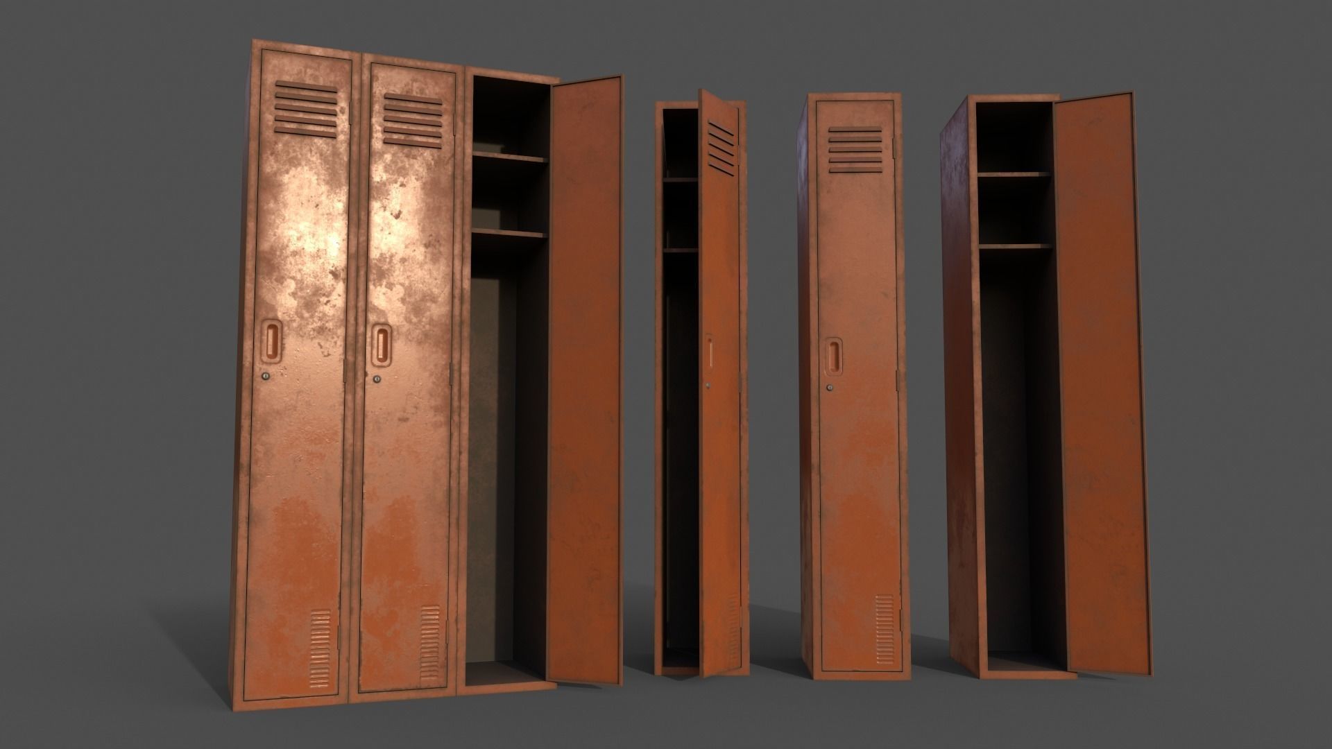 PBR School Gym Locker 03 - Multi color Pack 3D Model Collection_45