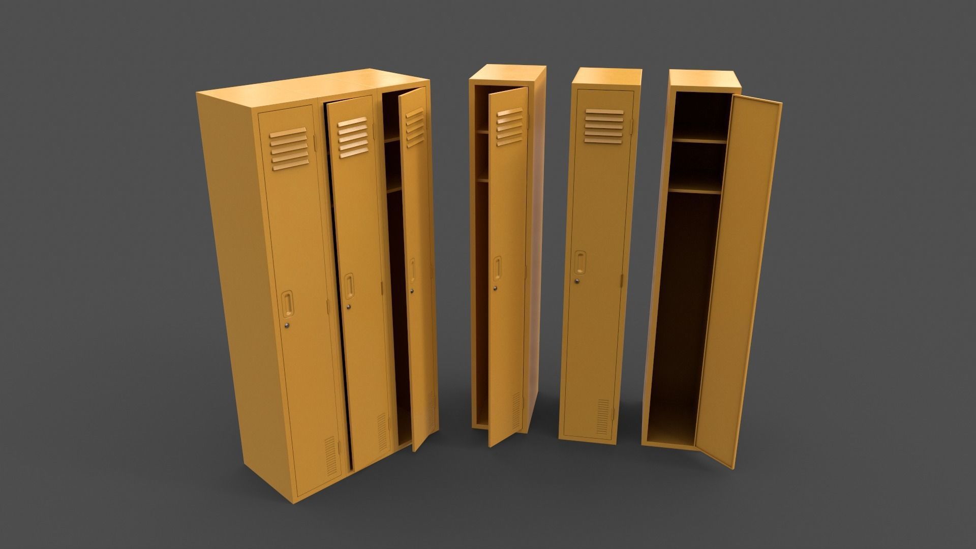 PBR School Gym Locker 03 - Multi color Pack 3D Model Collection_11