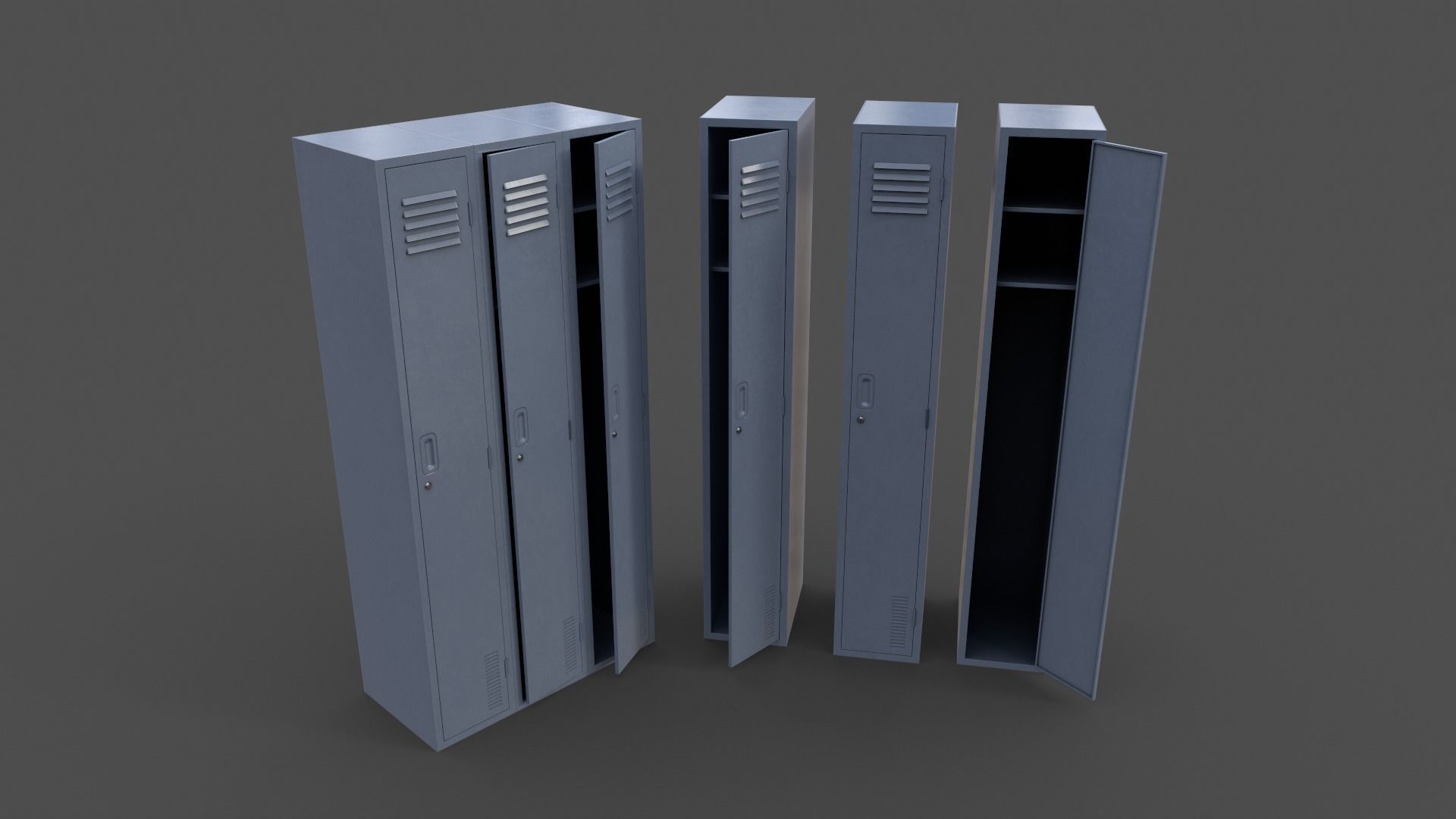 PBR School Gym Locker 03 - Multi color Pack 3D Model Collection_2