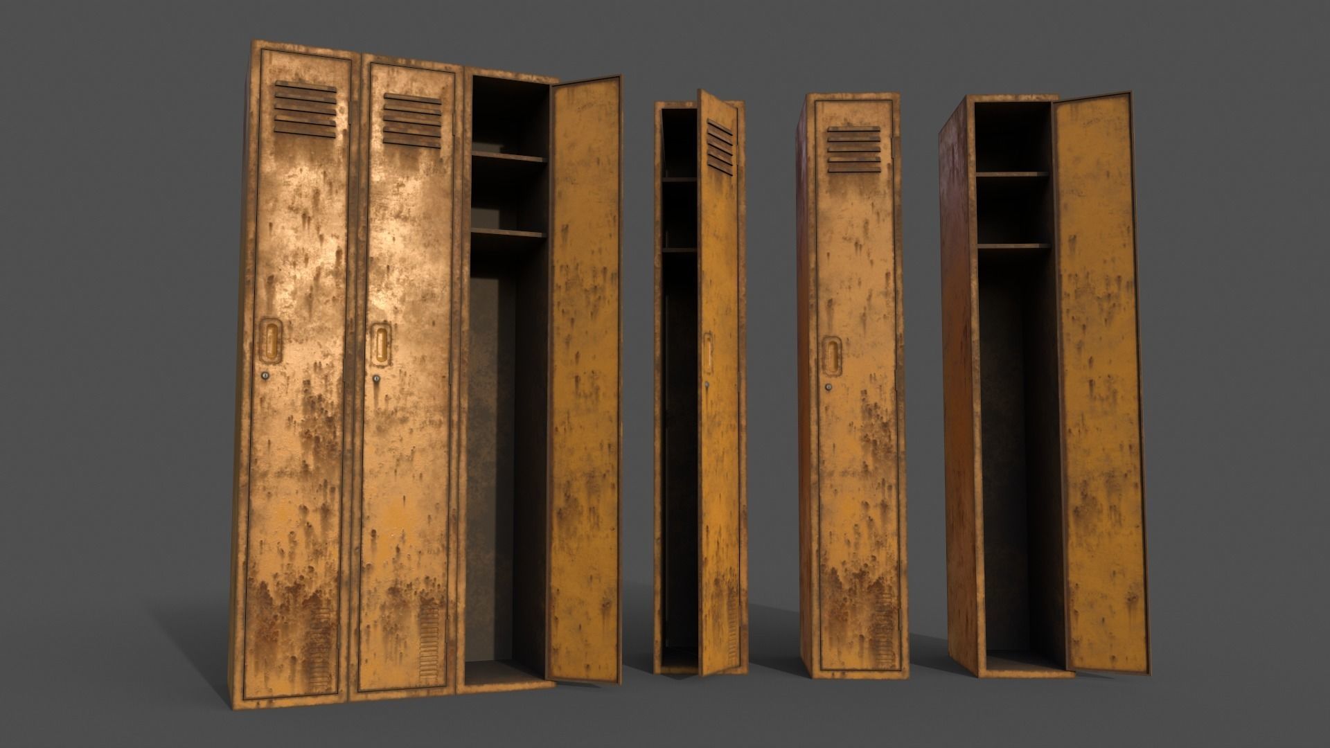 PBR School Gym Locker 03 - Multi color Pack 3D Model Collection_52