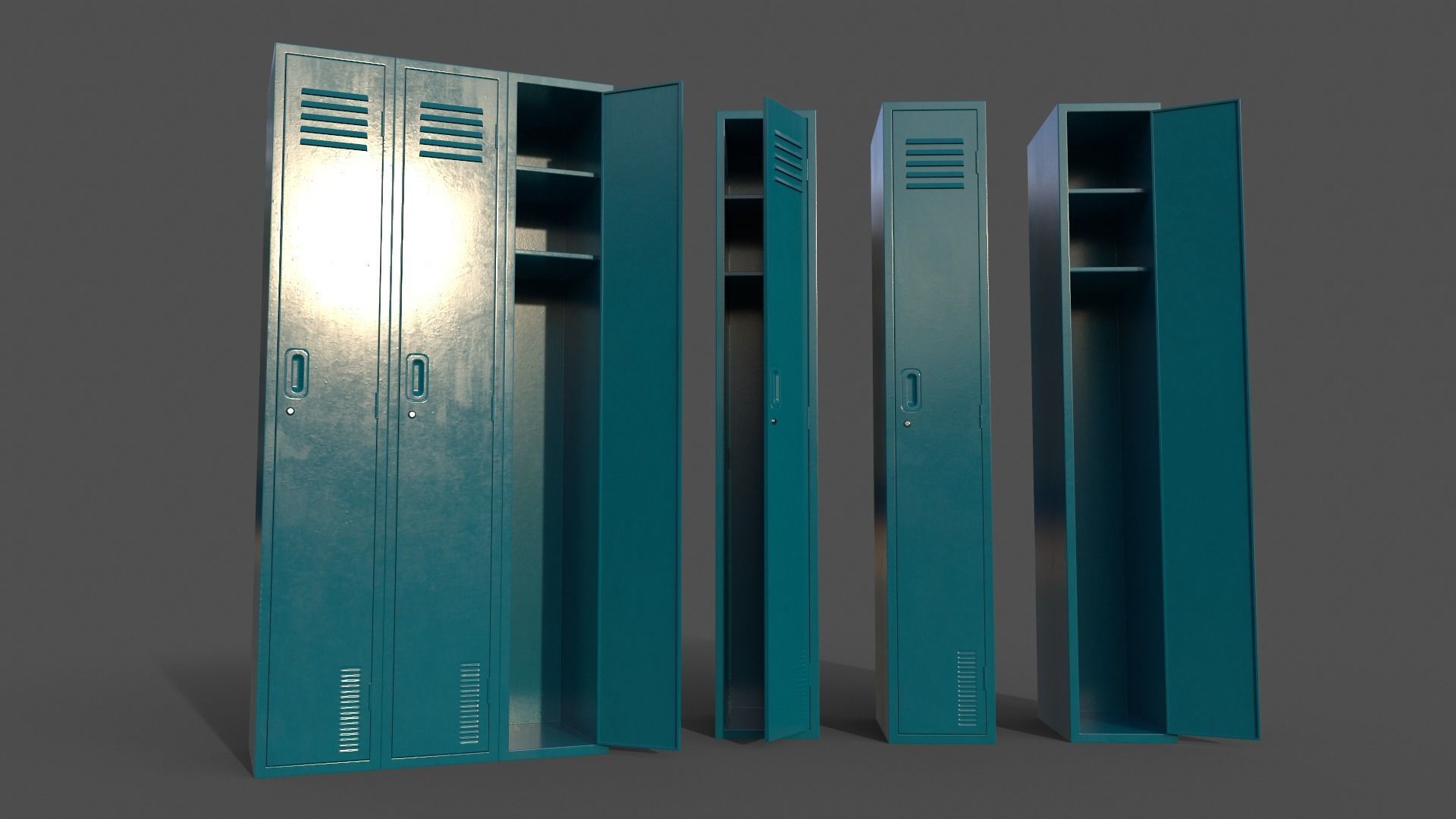 PBR School Gym Locker 03 - Multi color Pack 3D Model Collection_53