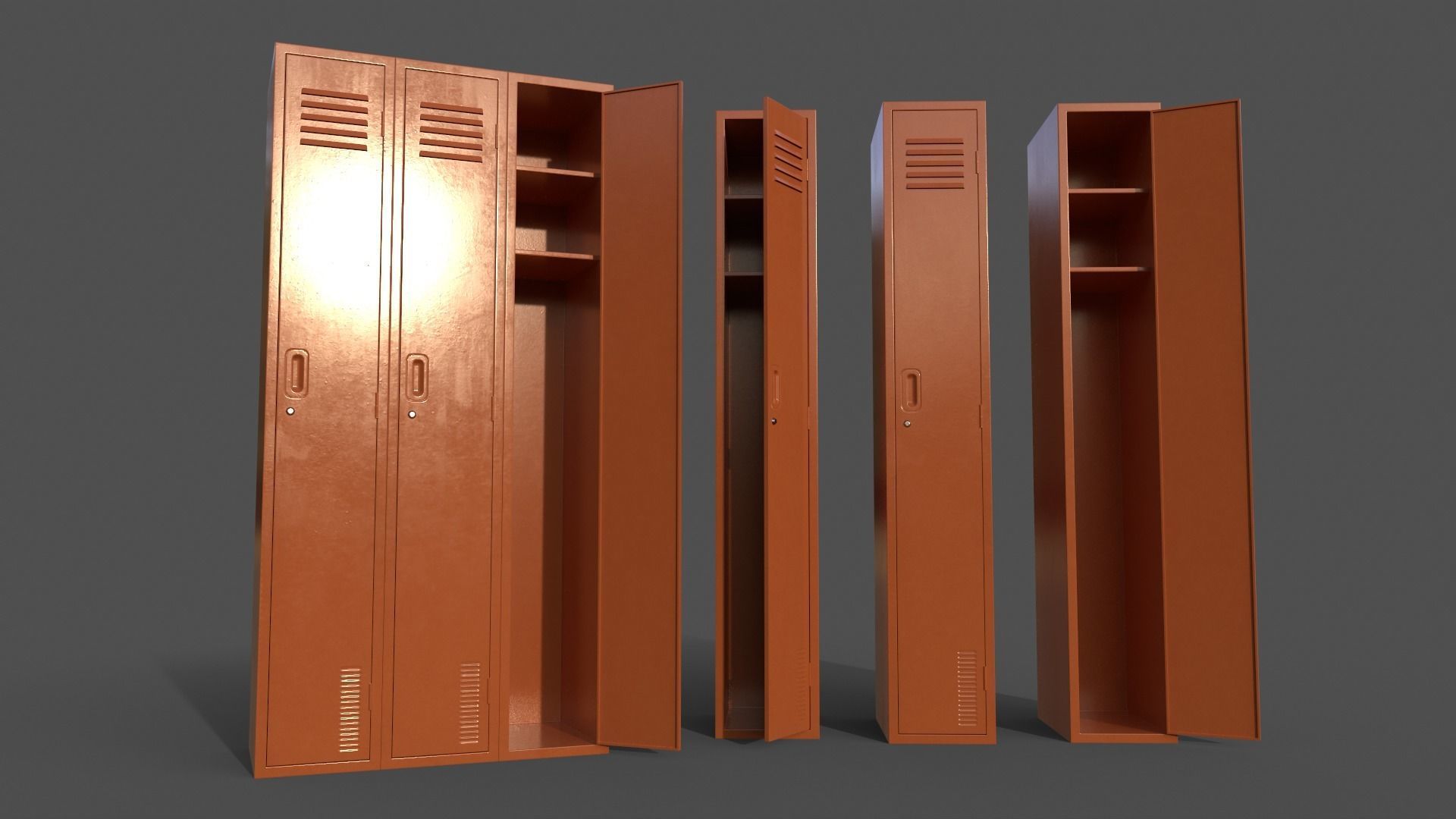 PBR School Gym Locker 03 - Multi color Pack 3D Model Collection_44