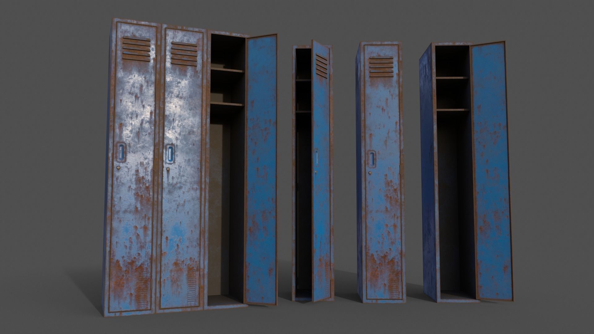 PBR School Gym Locker 03 - Multi color Pack 3D Model Collection_40