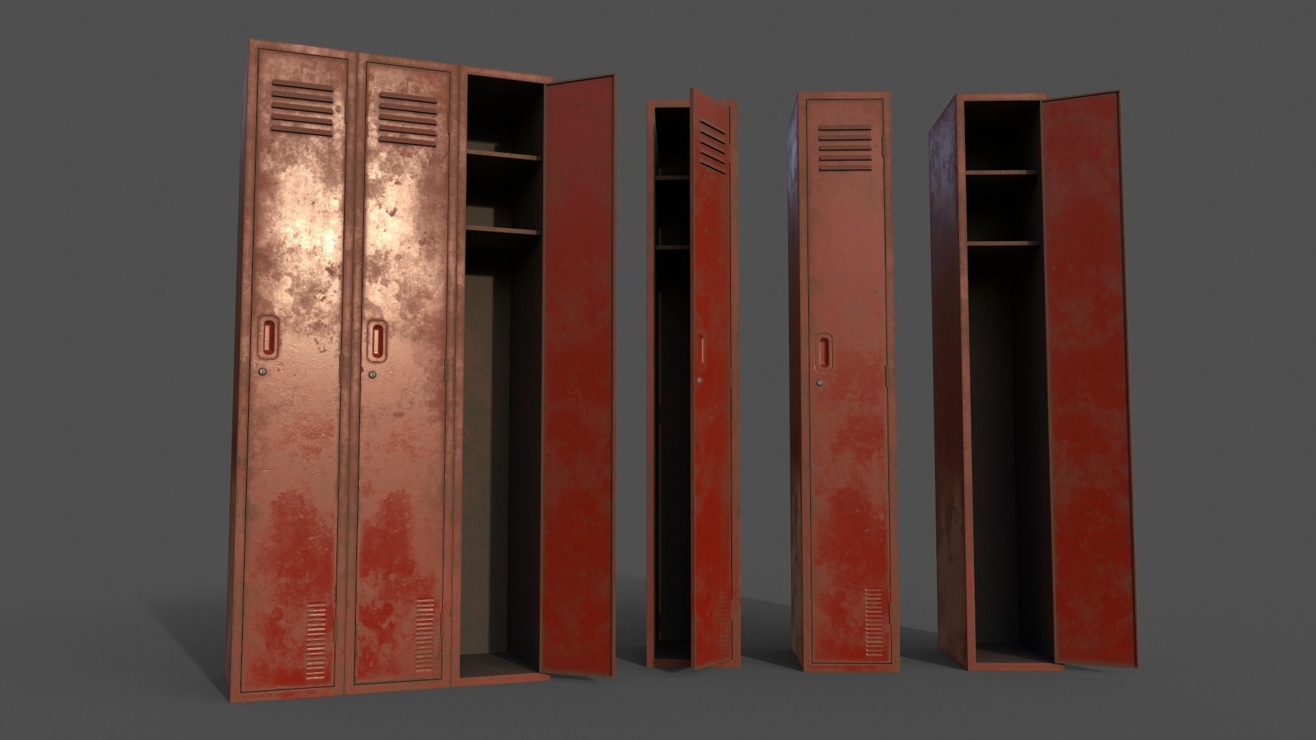 PBR School Gym Locker 03 - Multi color Pack 3D Model Collection_42