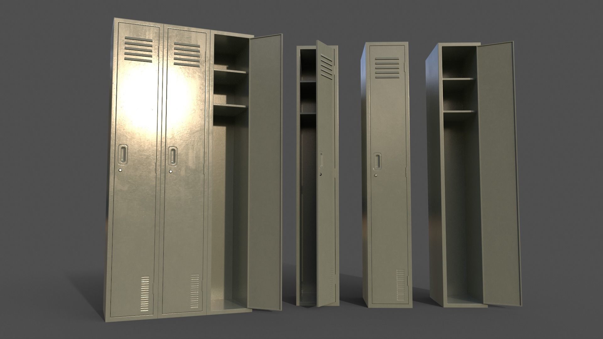PBR School Gym Locker 03 - Multi color Pack 3D Model Collection_32