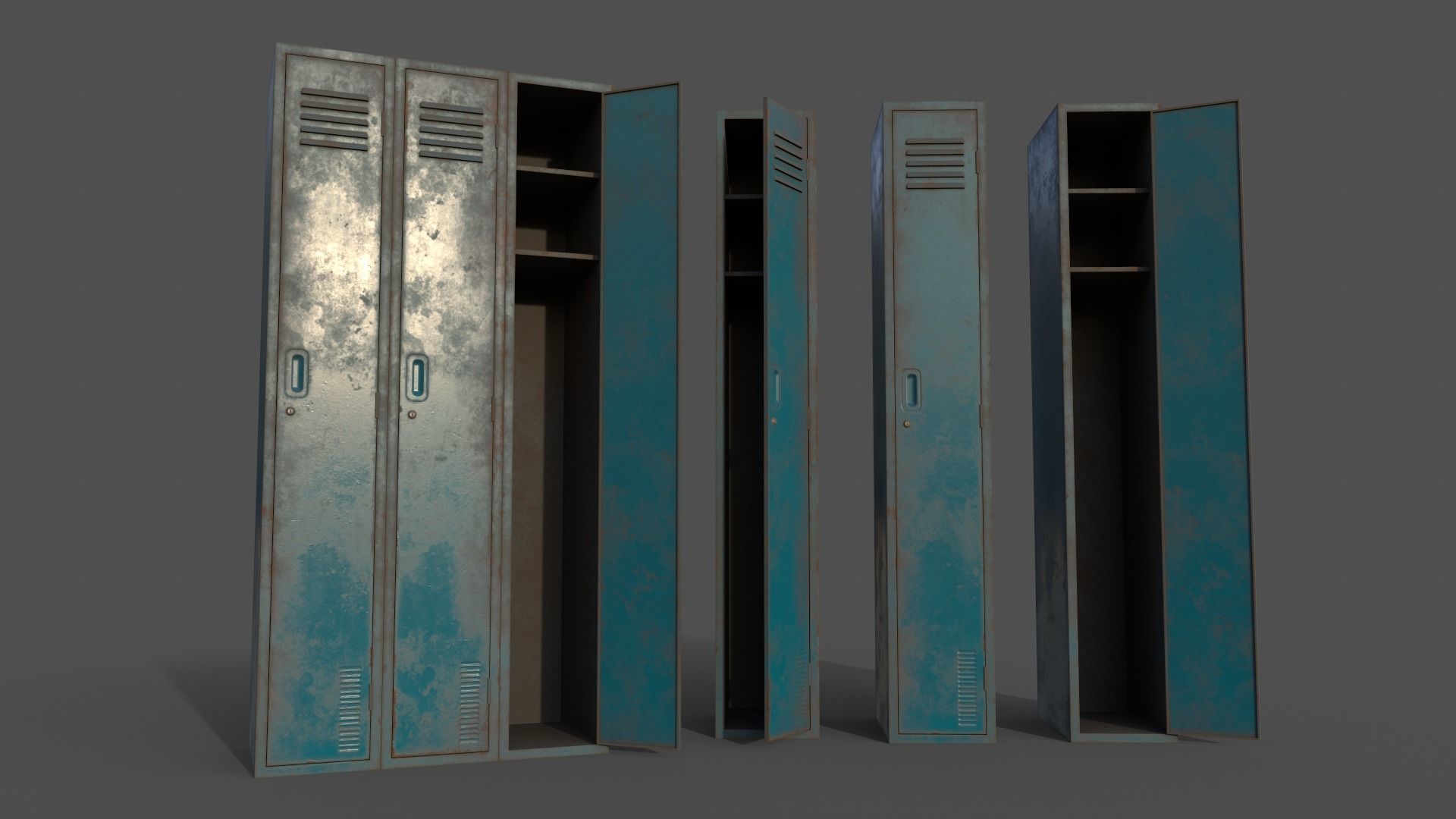 PBR School Gym Locker 03 - Multi color Pack 3D Model Collection_54