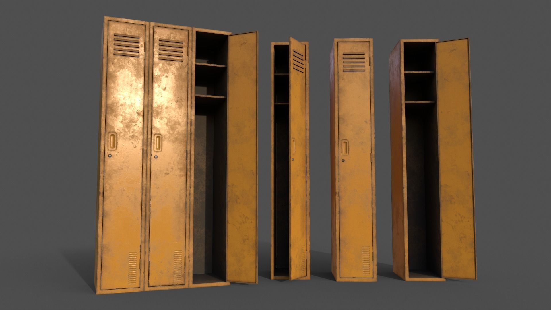 PBR School Gym Locker 03 - Multi color Pack 3D Model Collection_51