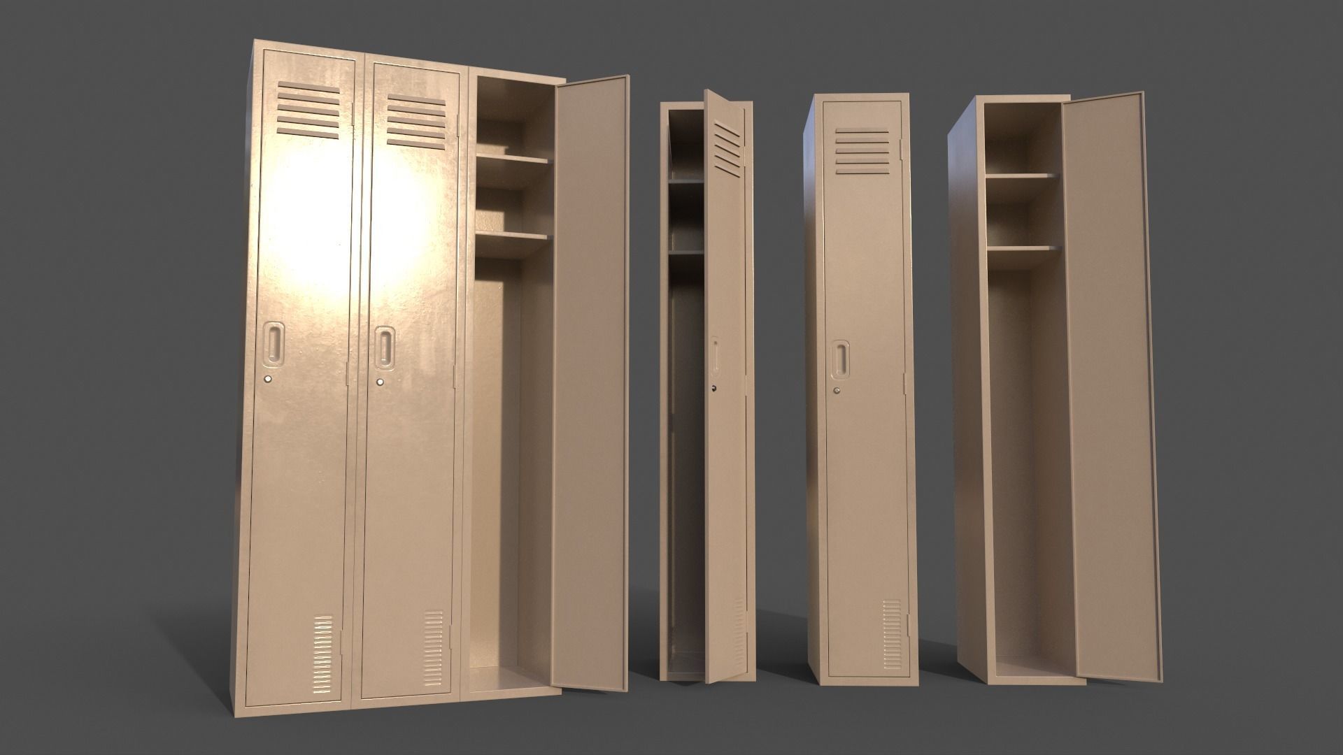 PBR School Gym Locker 03 - Multi color Pack 3D Model Collection_47