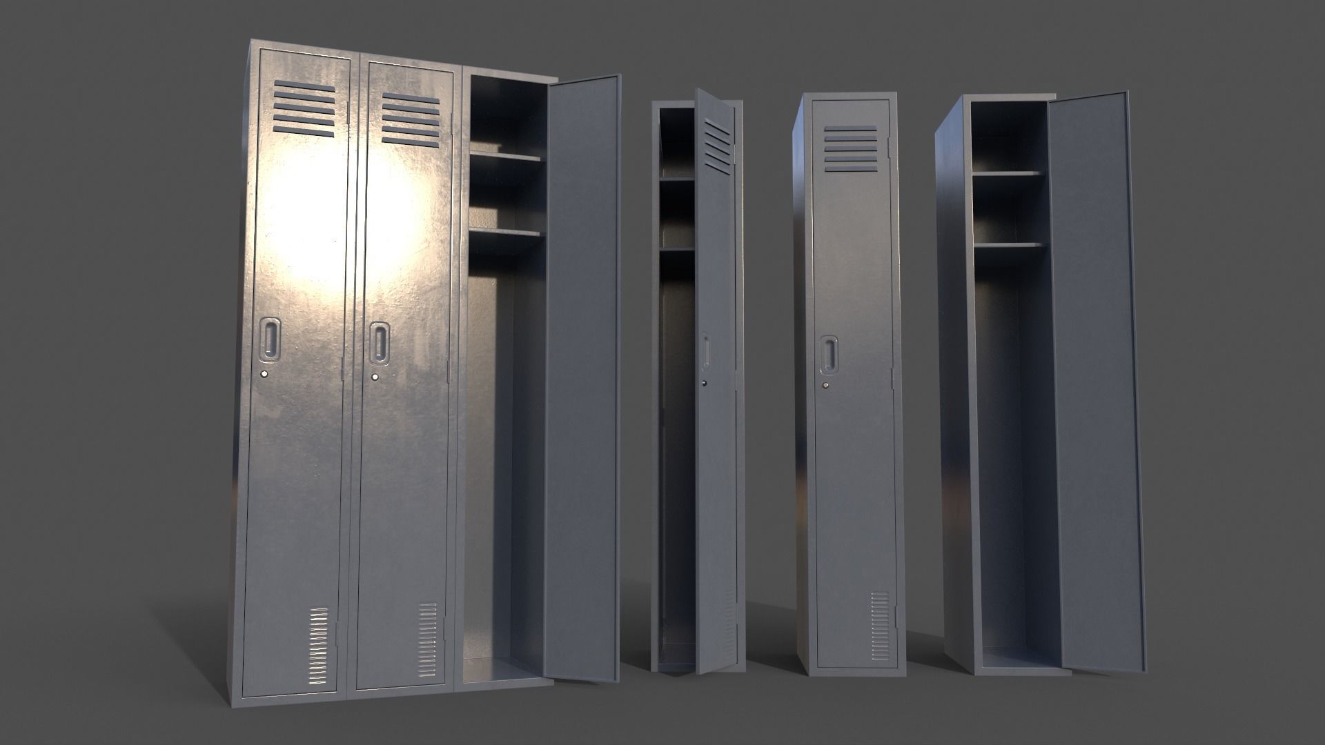 PBR School Gym Locker 03 - Multi color Pack 3D Model Collection_29