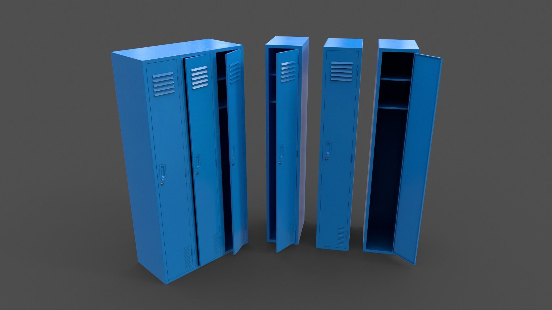 PBR School Gym Locker 03 - Multi color Pack 3D Model Collection_8