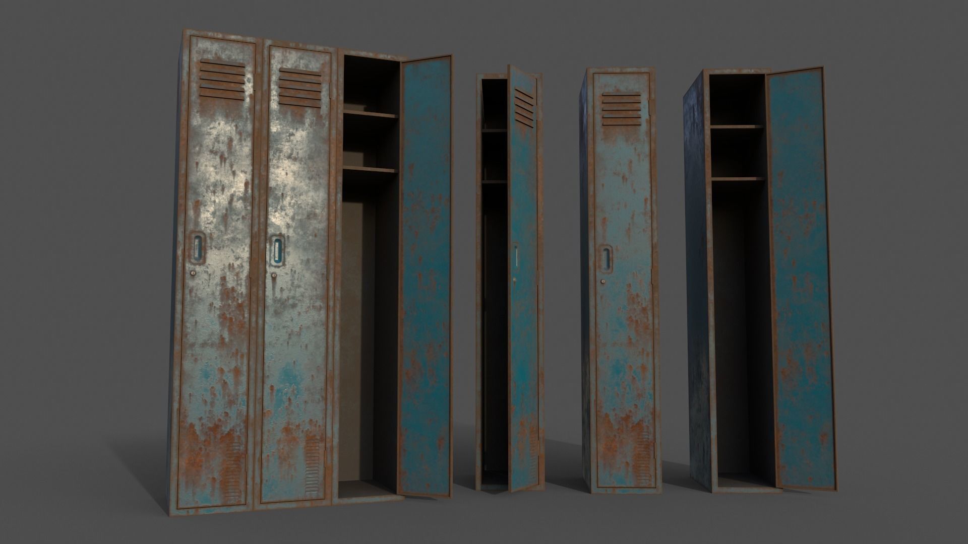 PBR School Gym Locker 03 - Multi color Pack 3D Model Collection_55