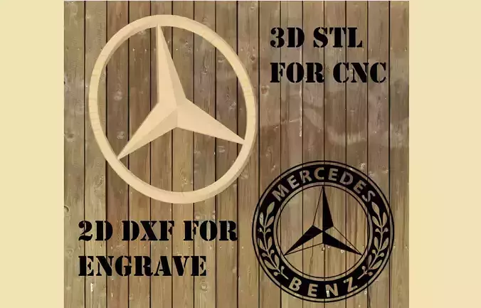 Mercedes logo 3D STL and 2d files