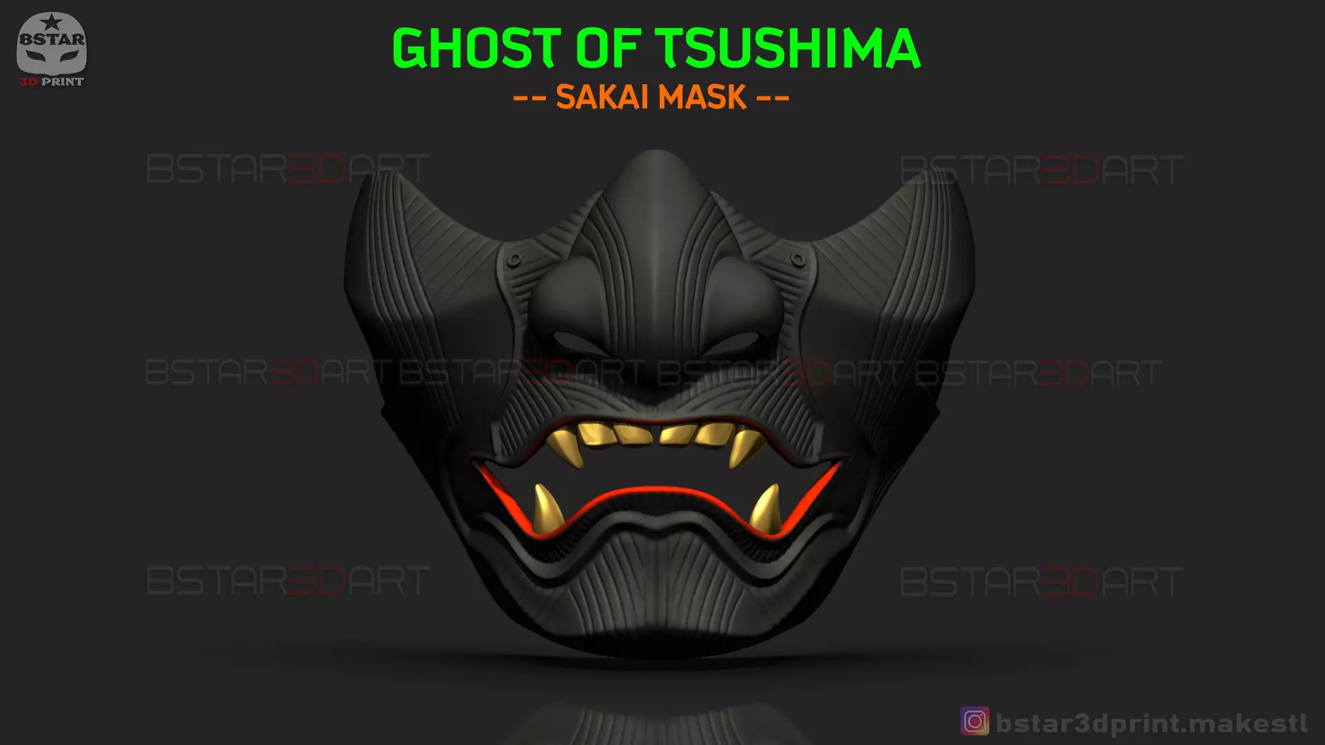 Ghost Of Tsushima - The Sakai Mask - Samurai Cosplay Mask 3D print model_0