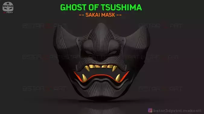 Ghost Of Tsushima - The Sakai Mask - Samurai Cosplay Mask 3D print model