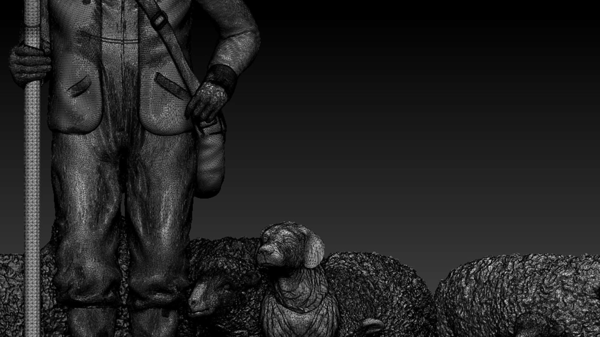 shepherd and sheep 3D print model_27