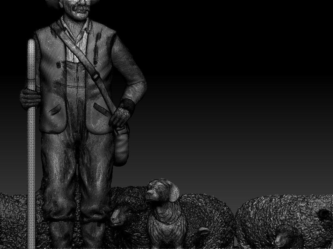 shepherd and sheep 3D print model_32