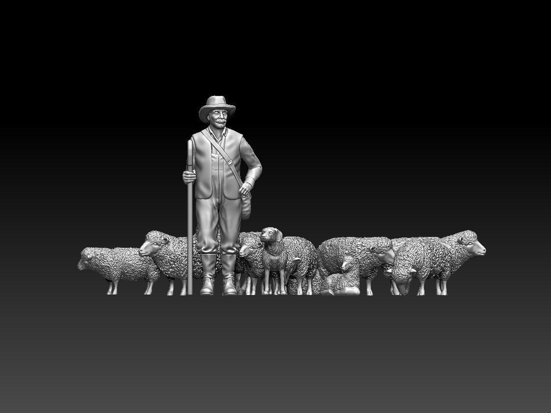 shepherd and sheep 3D print model_20