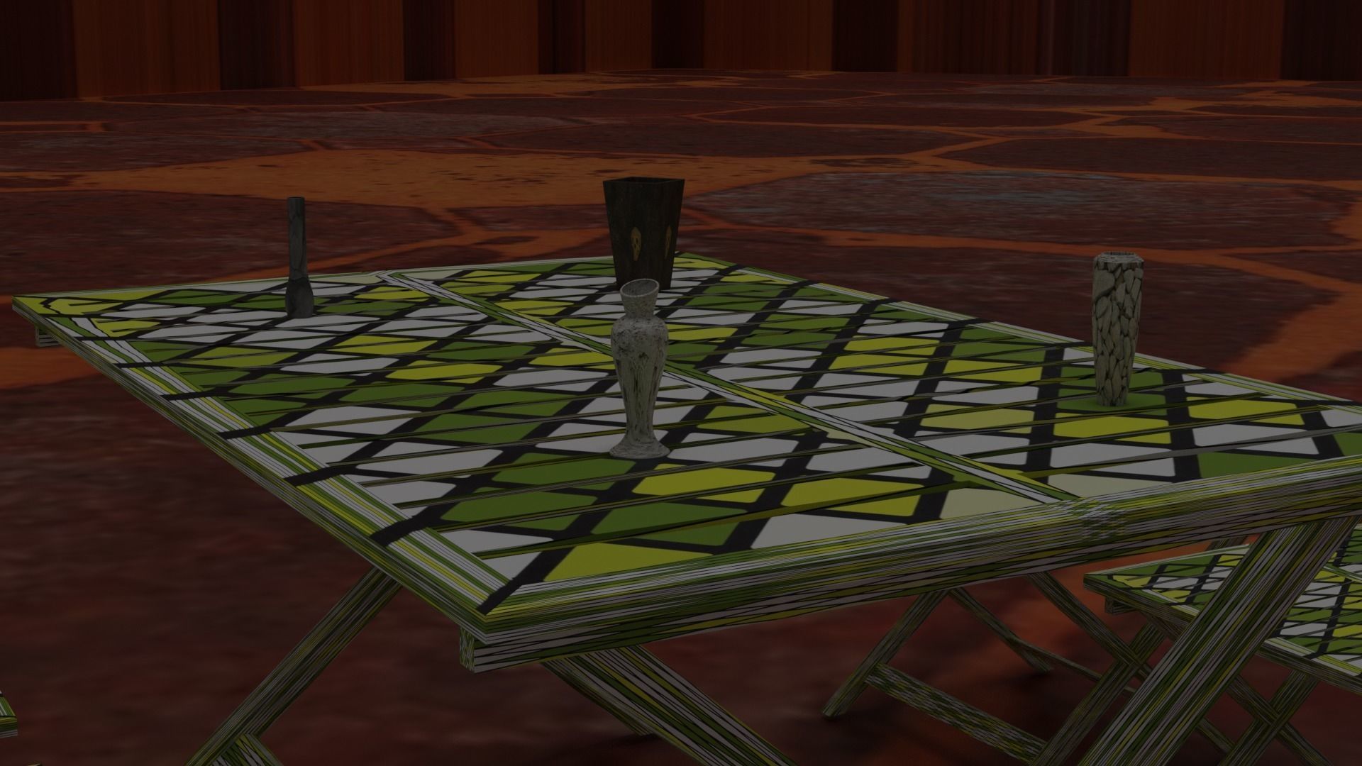 Outdoor table with geometric patterns 3D model_2