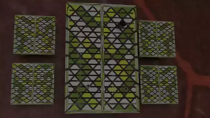 Outdoor table with geometric patterns