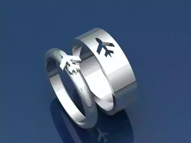 rings with airplanes 3D model