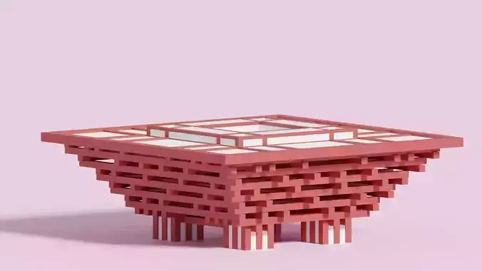 Cartoon Shanghai China Art Museum 1 Low-poly 3D model