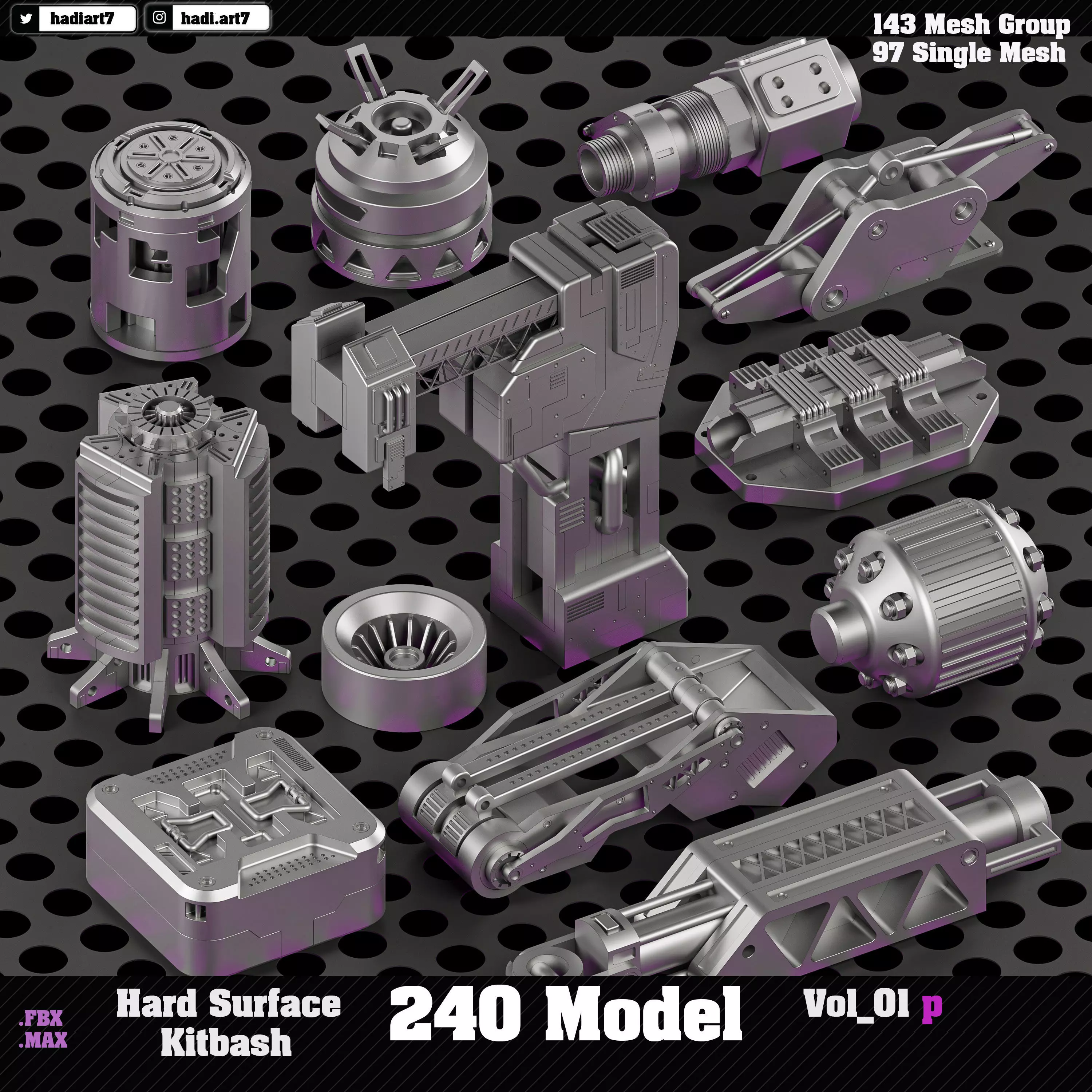 Hard Surface Kitbash 240 Model VOL01P 3D model | CGTrader