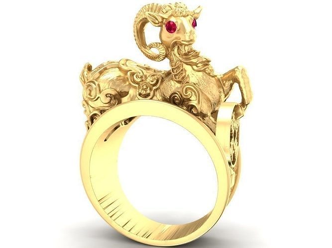 luxury lucky goat ring 2262 3D print model