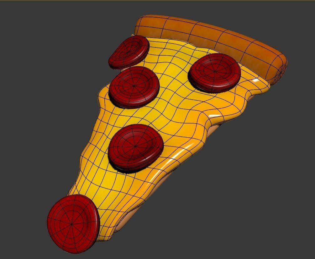 Cartoon Pizza 3D model_3