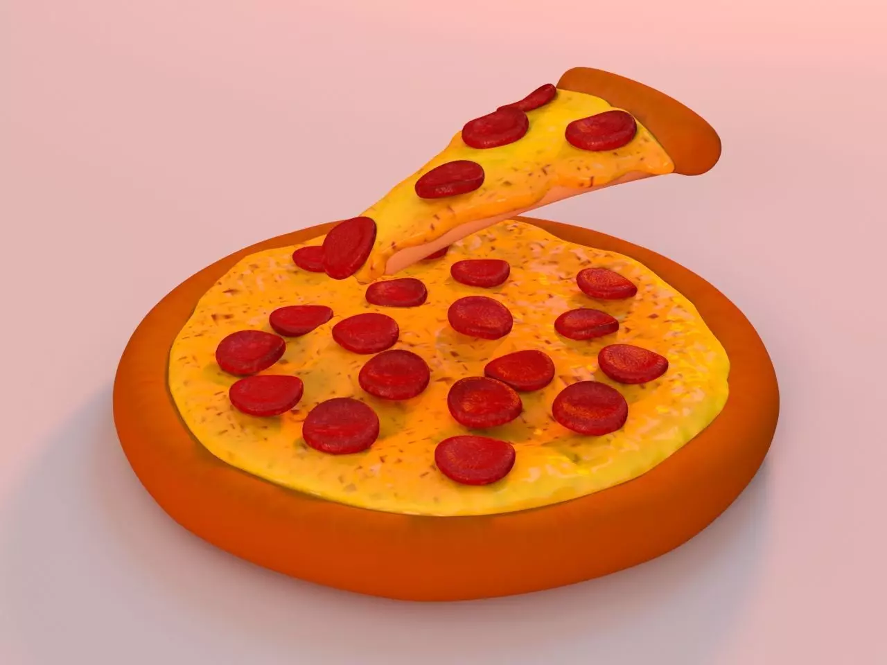 Cartoon Pizza 3D model_0