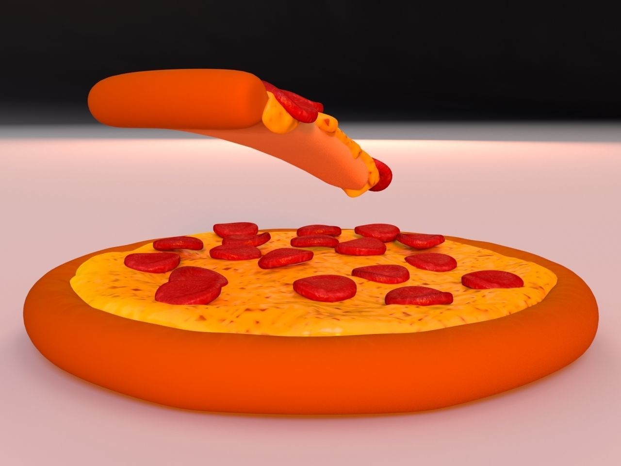 Cartoon Pizza 3D model_4