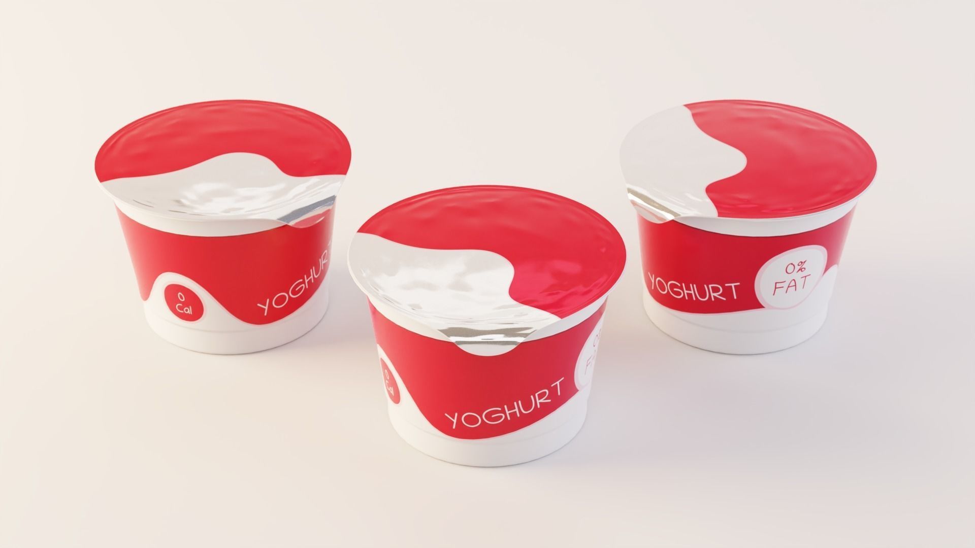 Yogurt Cup 200ml Low-poly 3D model_3