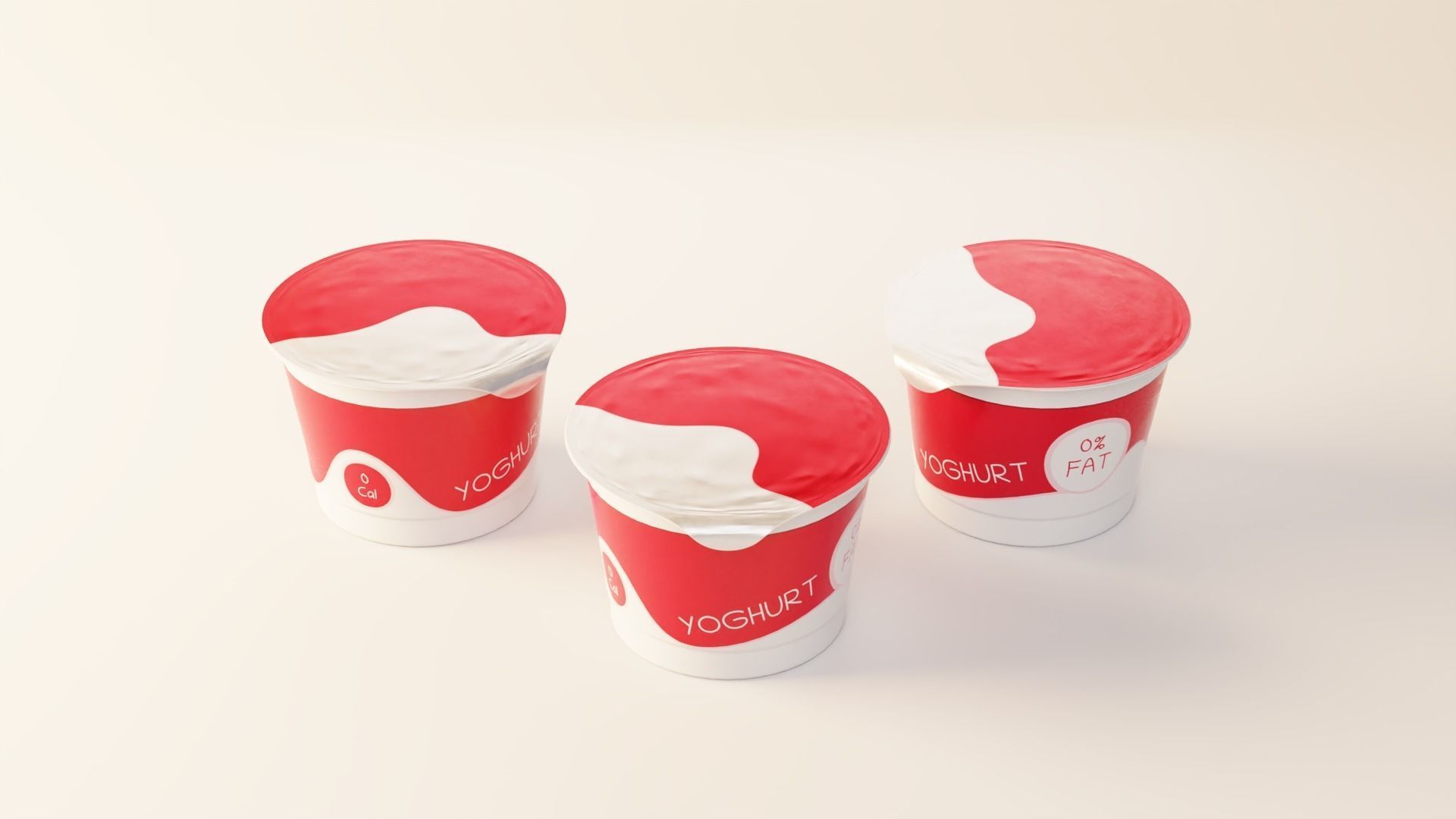 Yogurt Cup 200ml Low-poly 3D model_13