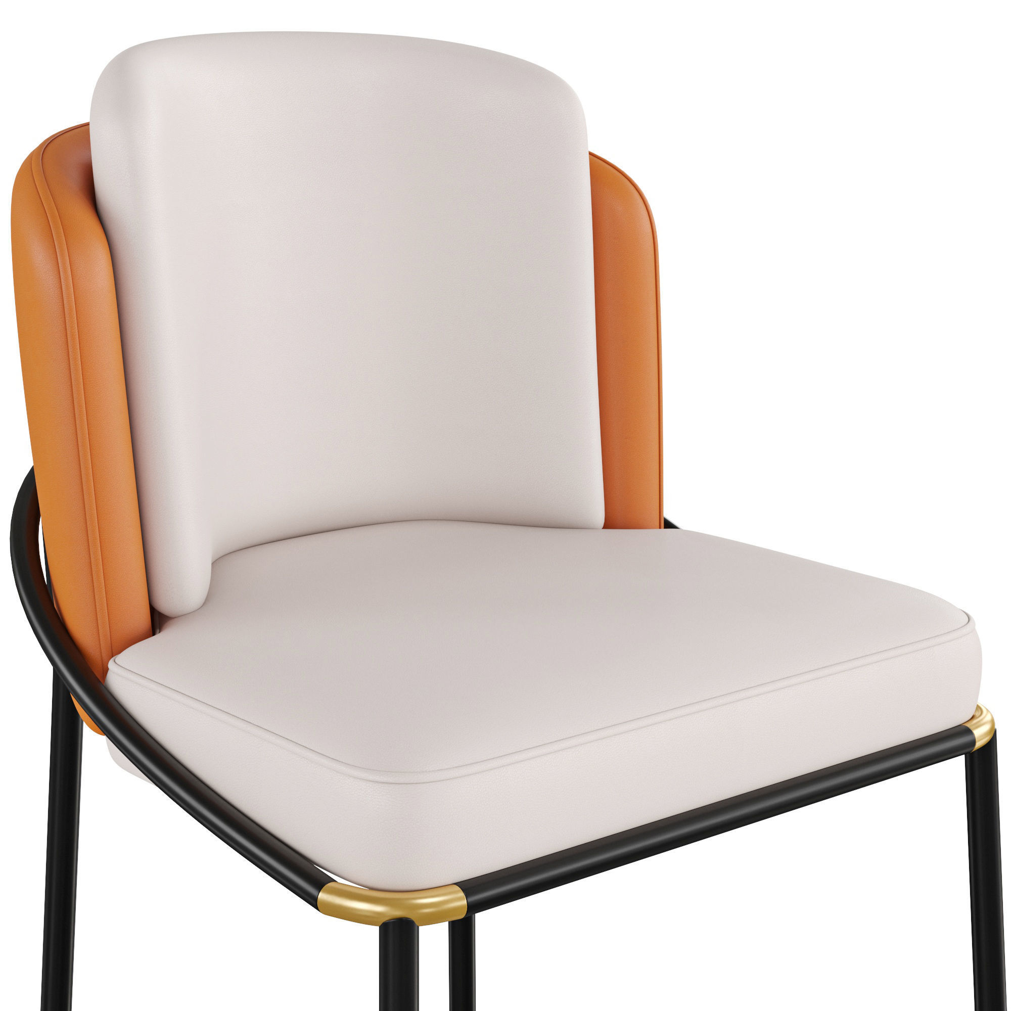 Beige Orange Counter Height Bar Stool 3D model_5