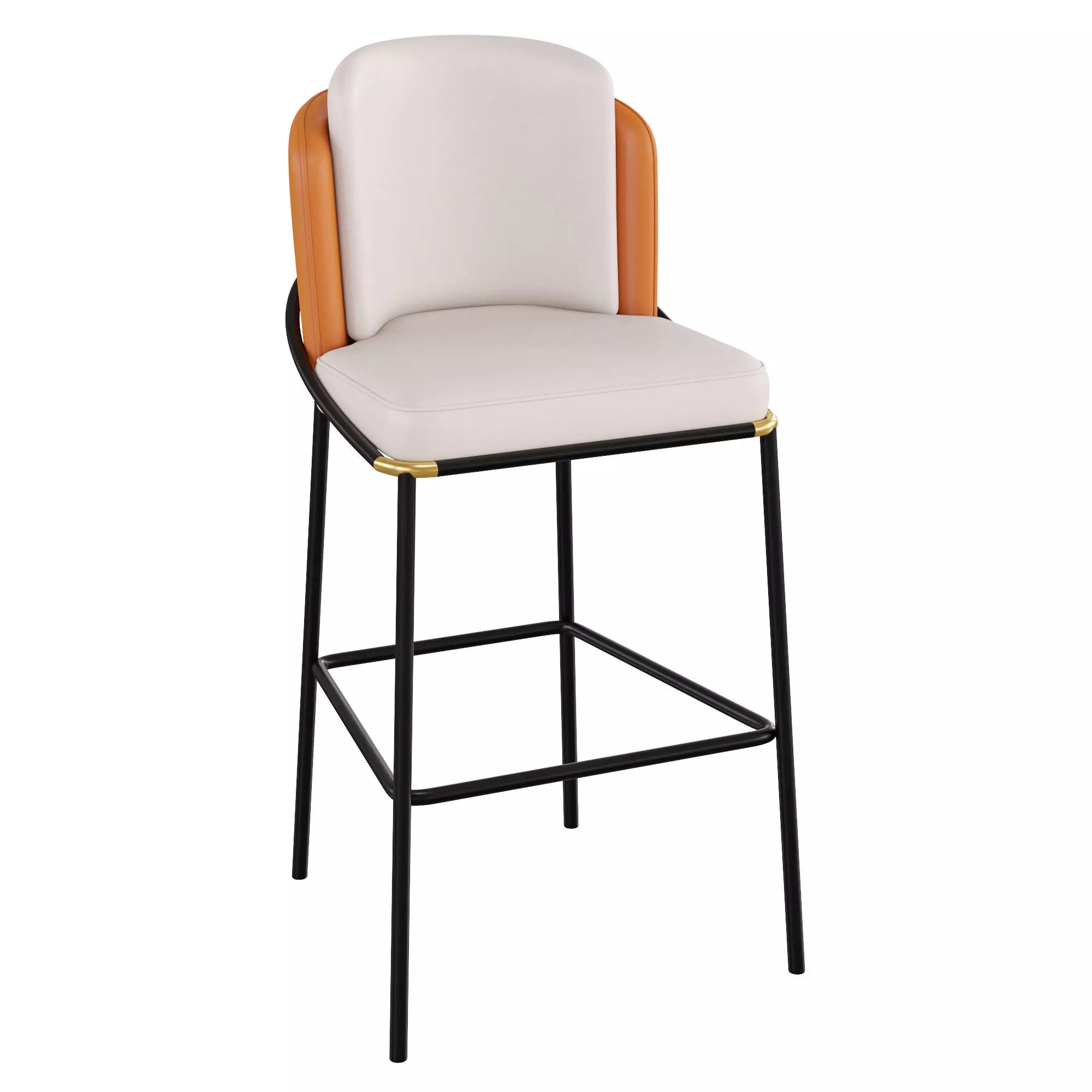 Beige Orange Counter Height Bar Stool 3D model_0