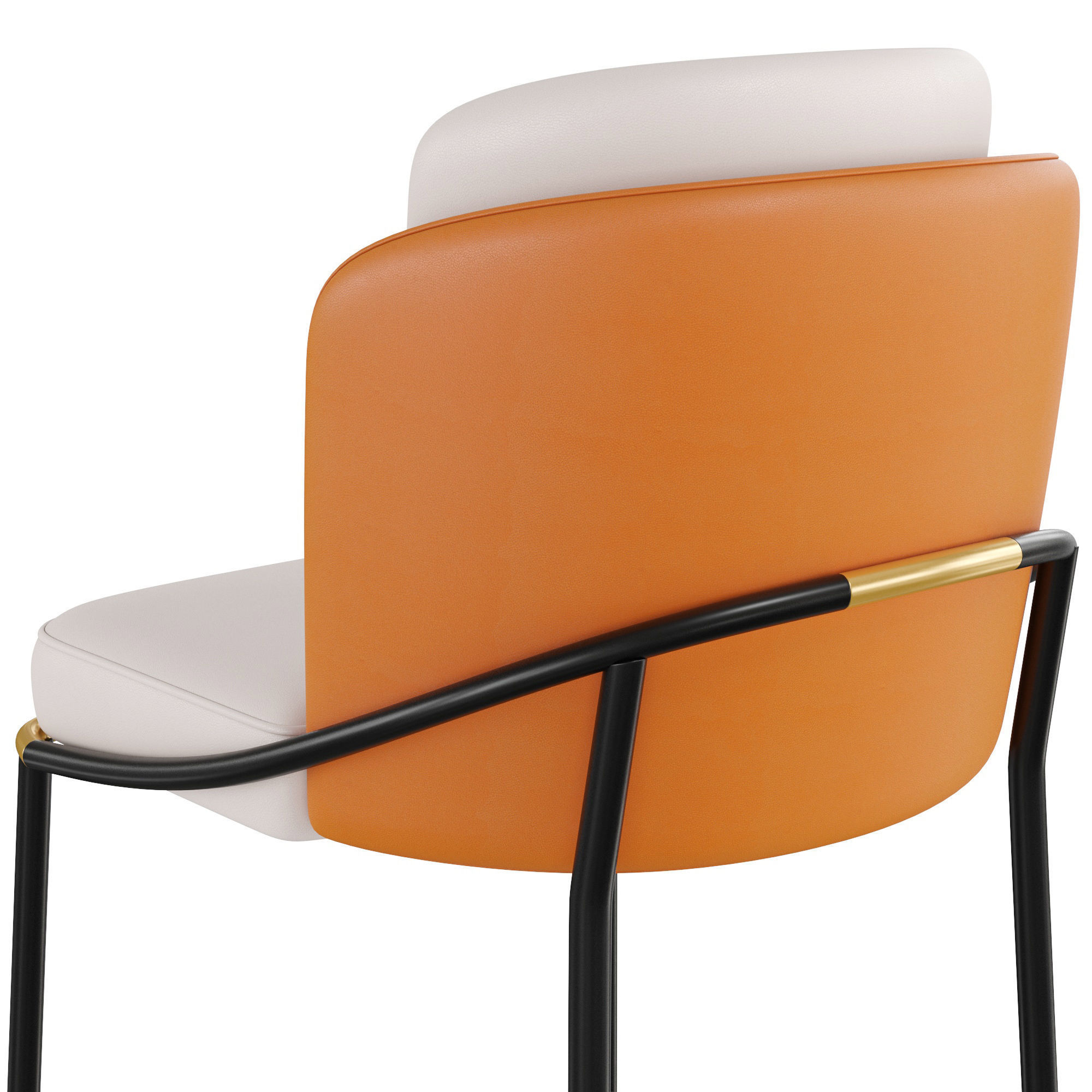 Beige Orange Counter Height Bar Stool 3D model_4