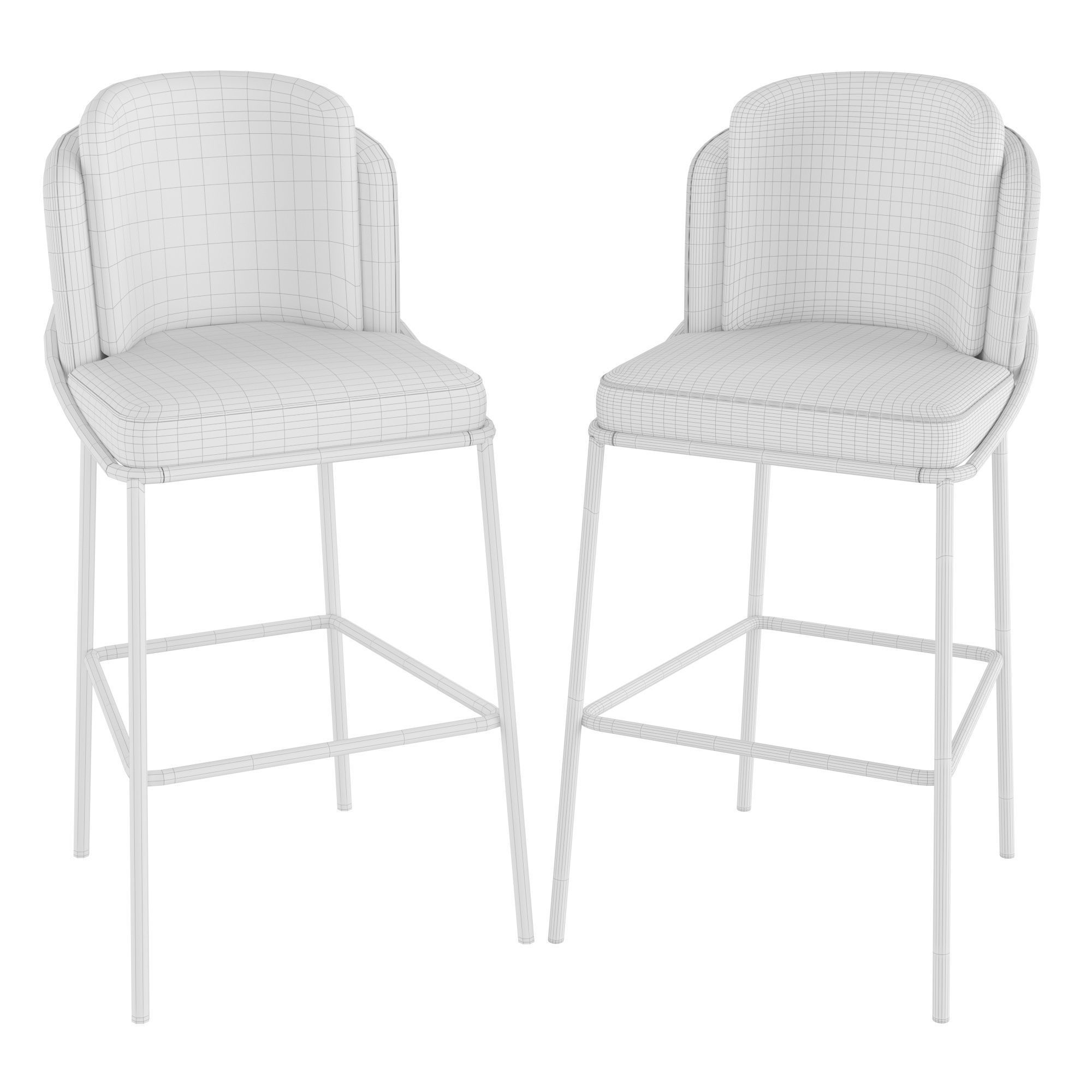 Beige Orange Counter Height Bar Stool 3D model_1