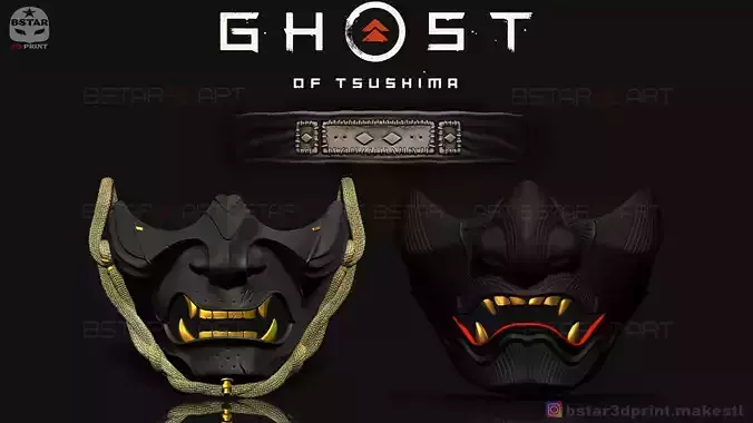 Ghost Of Tsushima  Masks - Ghost Mask -  Sakai Mask - Head Band 3D Model Collection