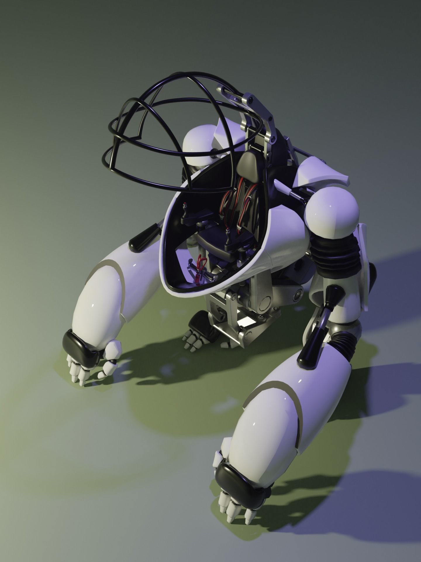 Mech Gorilla Character Low-poly 3D model_4