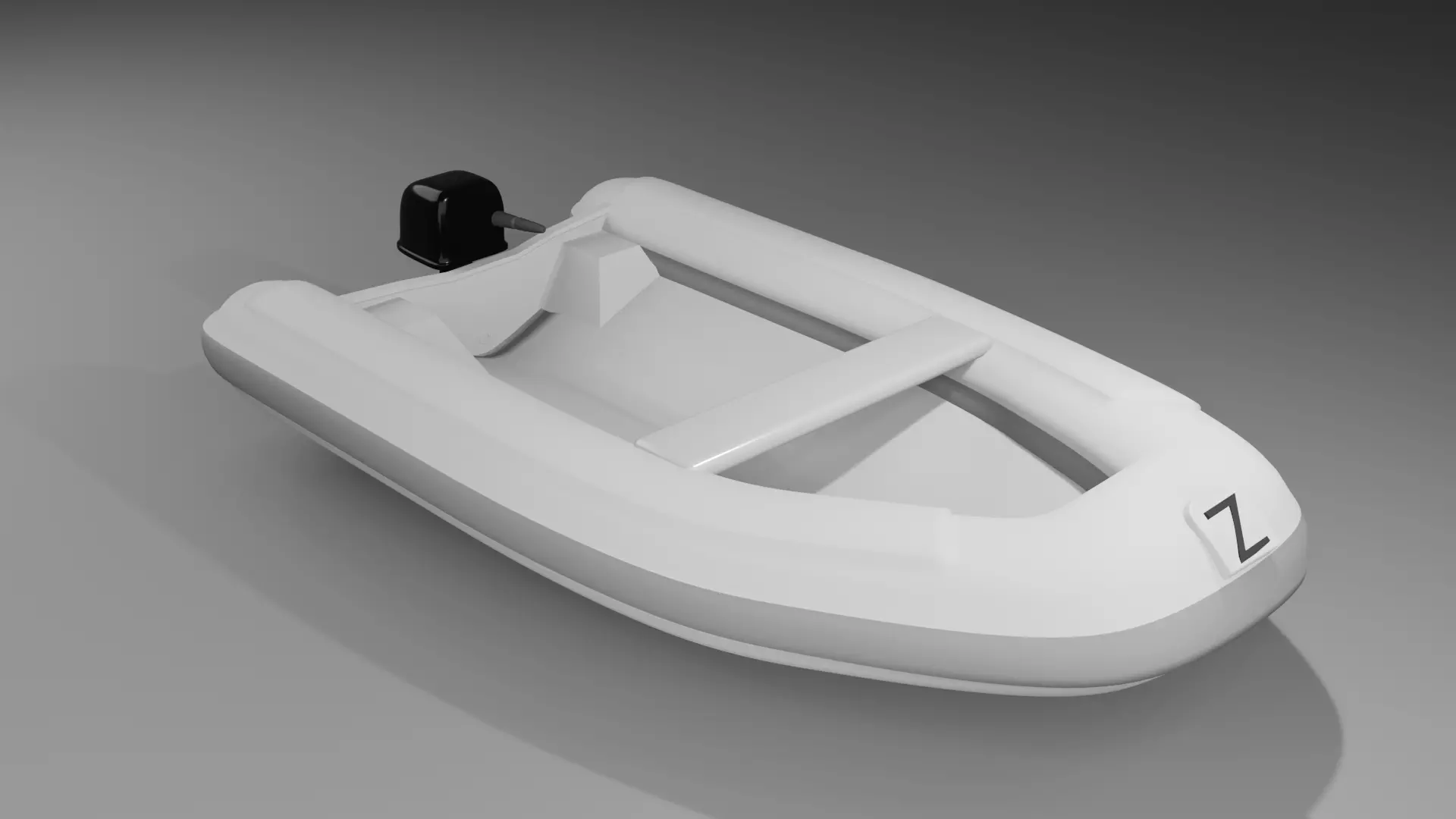 Low poly zodiac inflatable boat Low-poly 3D model_0