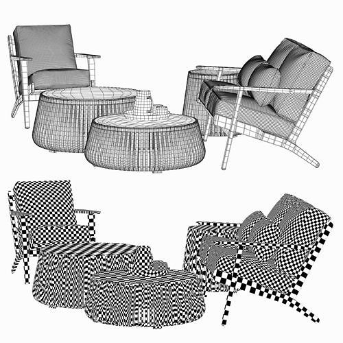 Camps Bay Set Oak 3D model 7