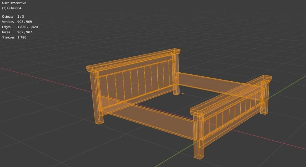 bed with pillows Free 3D model_1