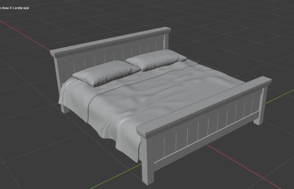 bed with pillows Free 3D model_2