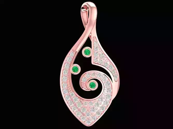 Elegant Spiral Twist Gemstone Pendant Jewelry 3D Model 2265