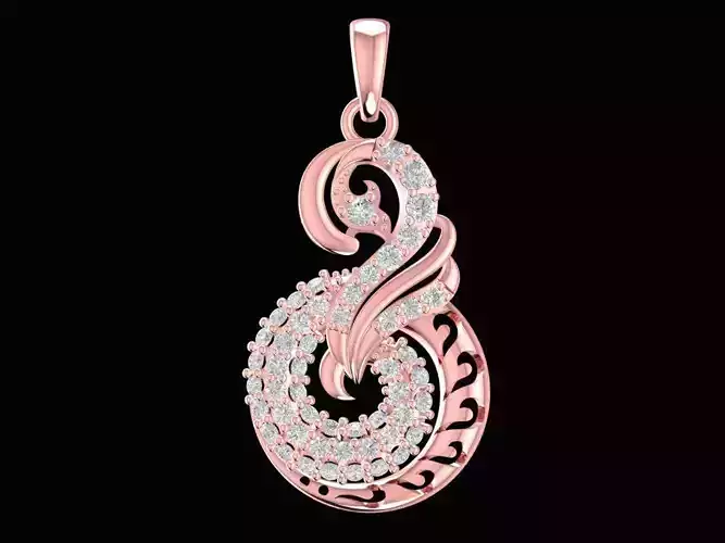 Elegant Spiral Diamond Pendant for Women 3D Model 2266