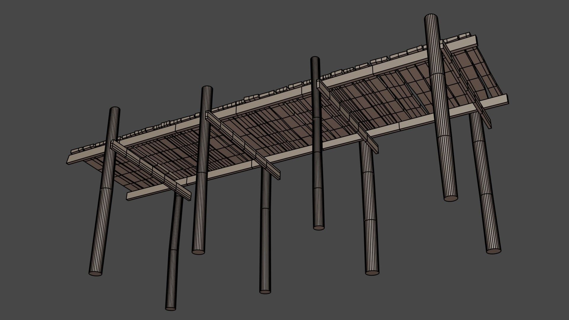 Medieval Wooden Old Dock Low-poly 3D model_11