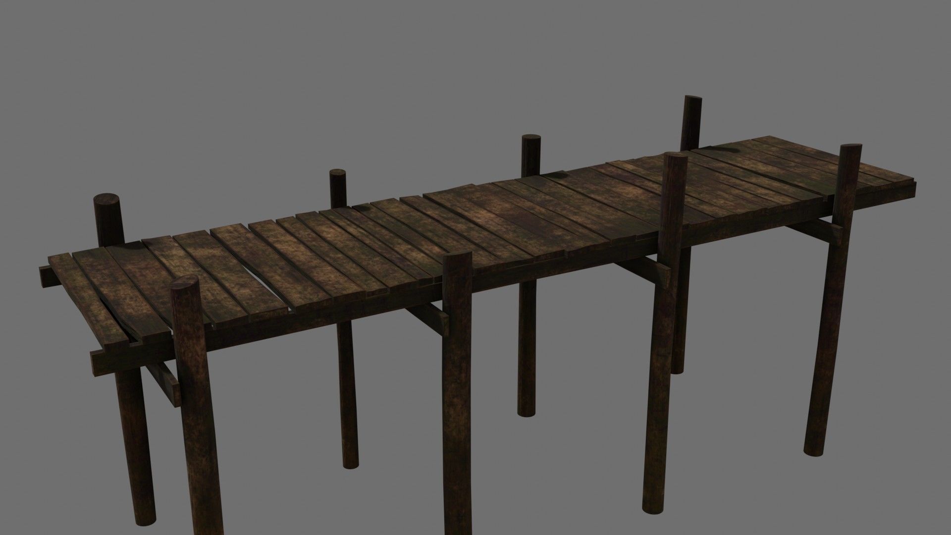 Medieval Wooden Old Dock Low-poly 3D model_6