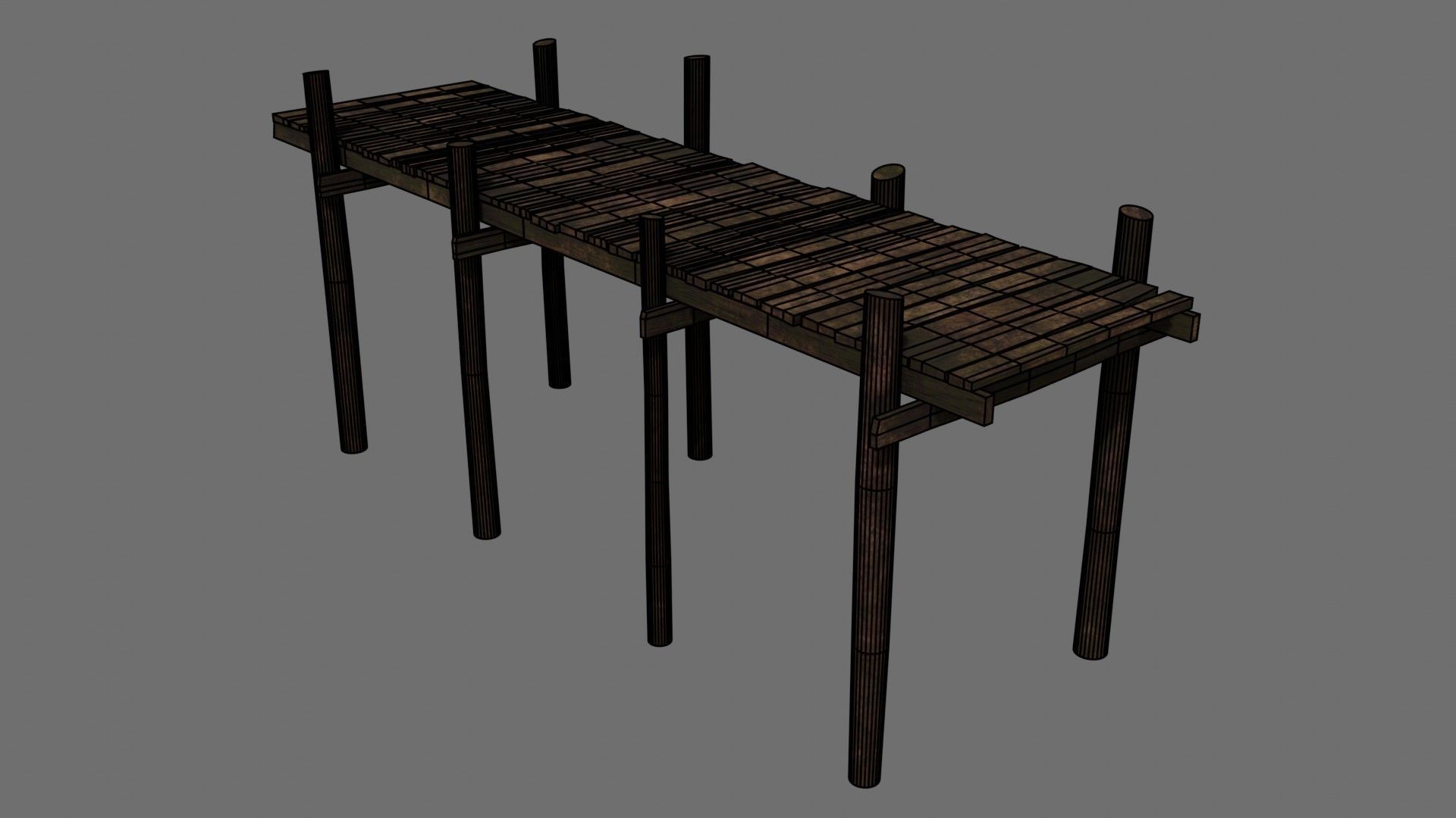 Medieval Wooden Old Dock Low-poly 3D model_14