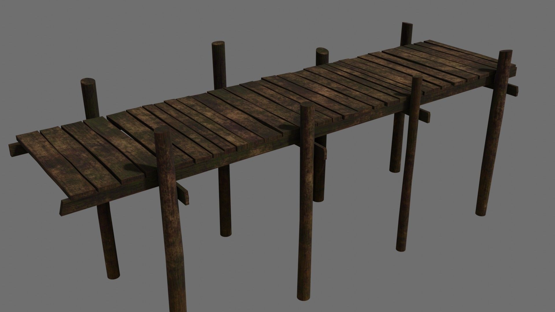 Medieval Wooden Old Dock Low-poly 3D model_2